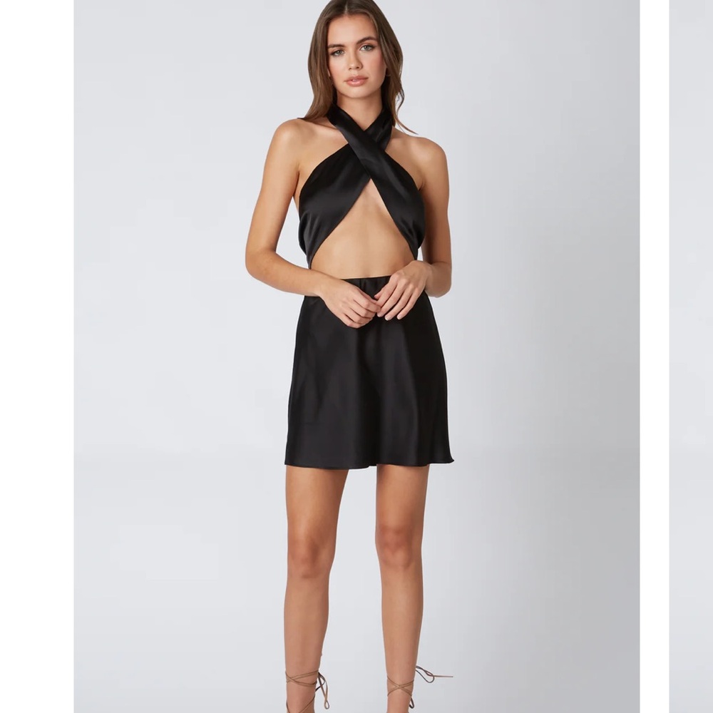 SATIN CUT OUT MINI DRESS